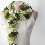 Green Knit Scarf Winter Accessories Fall Spring..