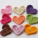 Rainbow crochet hearts