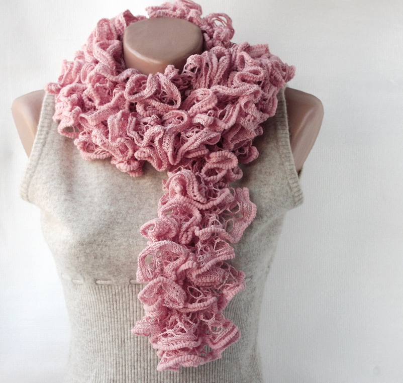 Pink Knit Scarf Powder Pink Blush Sweet Lilac Winter Spring Accessories