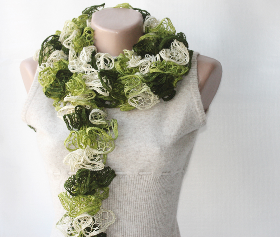 Green Knit Scarf Winter Accessories Fall Spring Fashion Hunter Lime
