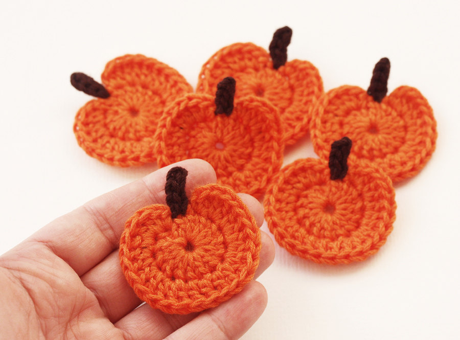 Crochet Pumpkin Appliques Thanksgiving Decoration Burnt Orange
