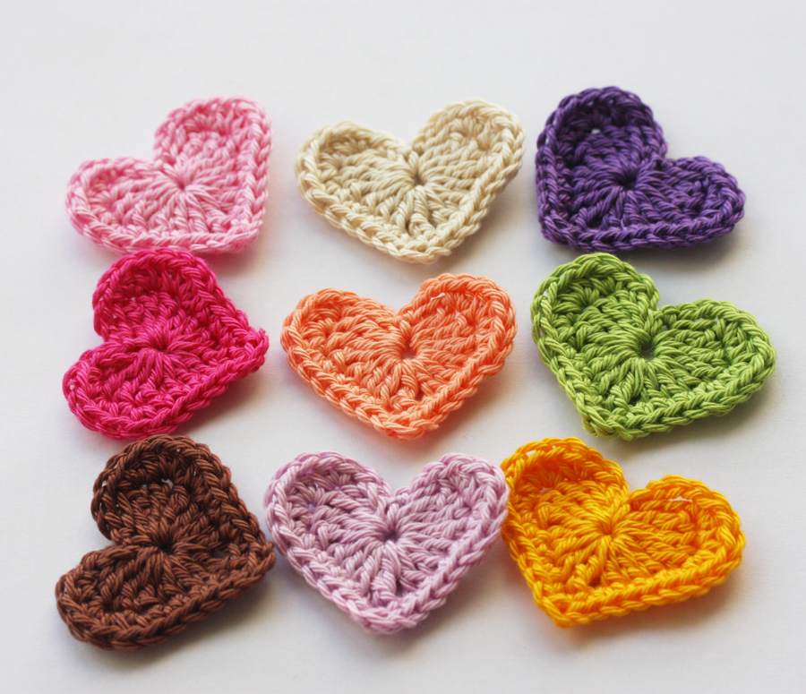 Rainbow crochet hearts