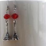 Eiffel Tower Earrings - Paris France Scarlet Red..