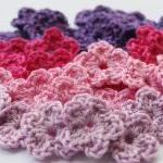 Crochet Flowers Applique Lilac Purple Pink Fuchsia