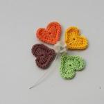 Crochet Heart Appliques In Forest Woodland Colors..