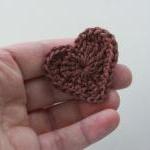 Crochet Heart Appliques In Forest Woodland Colors..