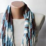 Crochet Scarf - Infinity Chunky Wool Blend -..