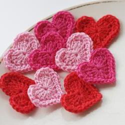 Crochet Hearts Pink Red on Luulla